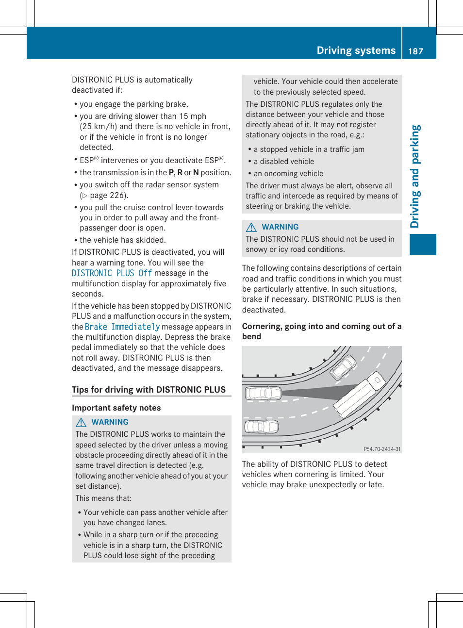 Driving and parking, Driving systems | Mercedes-Benz E-Cab 2013 Owners Manual User Manual | Page 189 / 372
