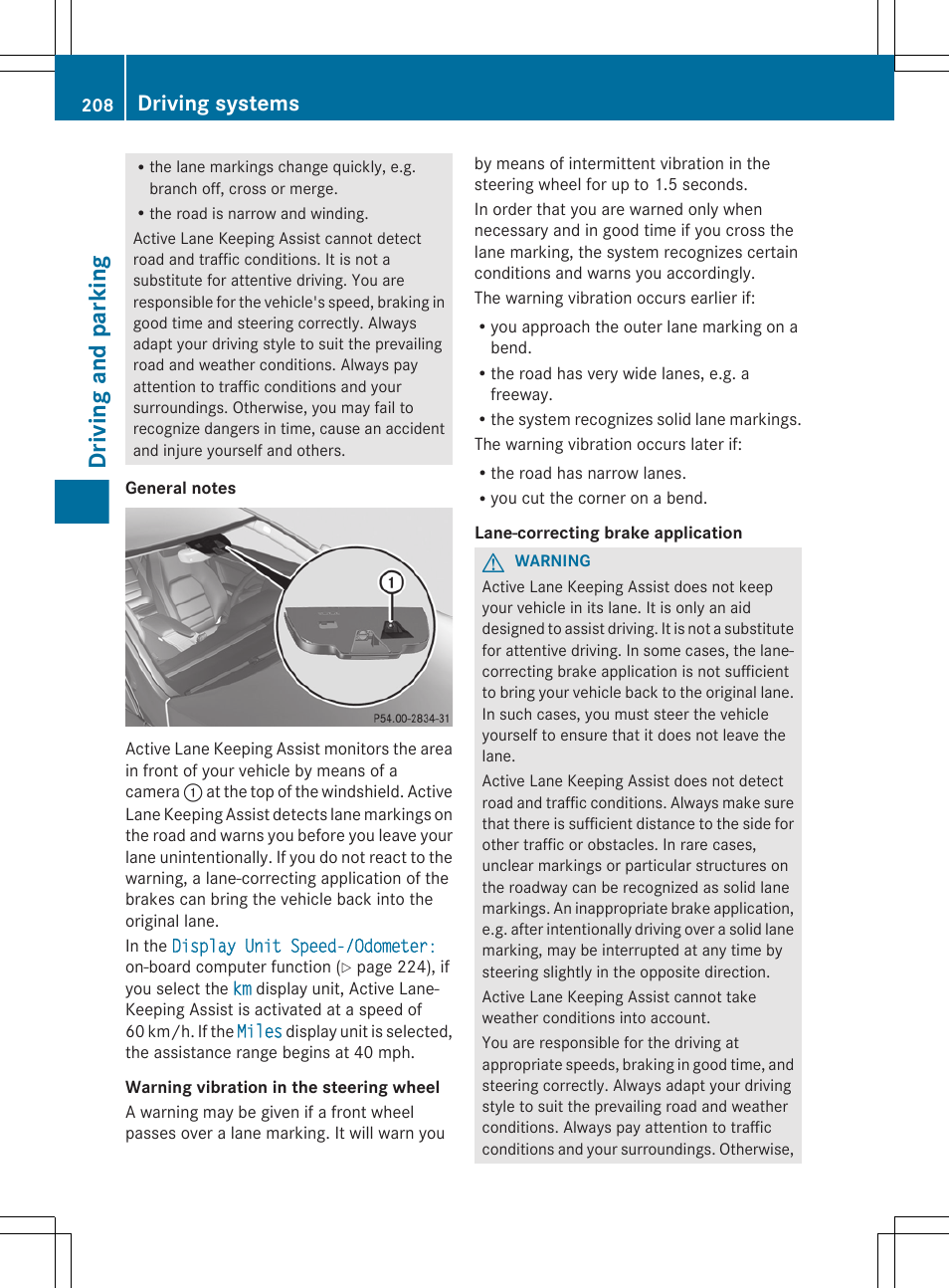 Driving and parking, Driving systems | Mercedes-Benz E-Cab 2013 Owners Manual User Manual | Page 210 / 372