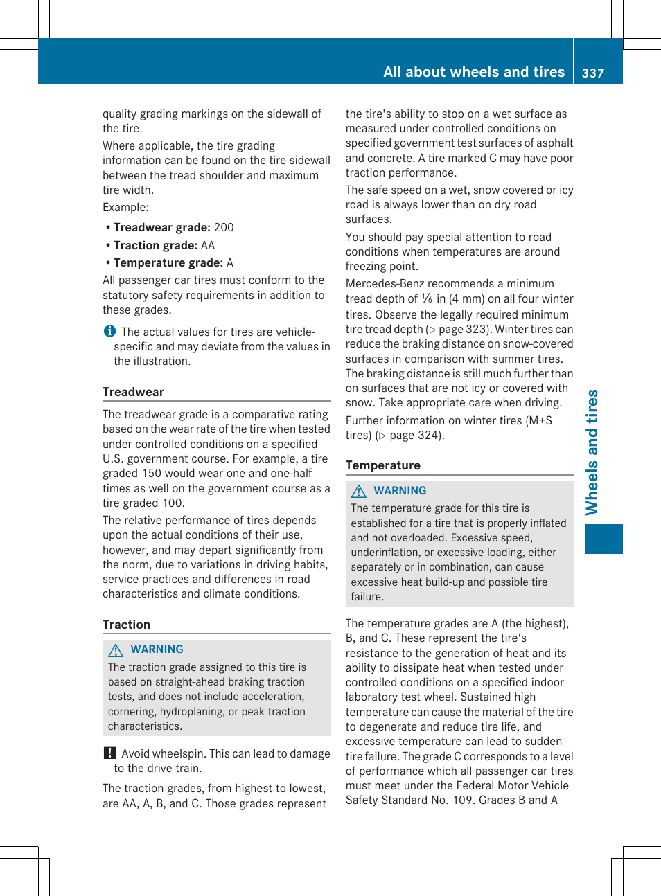 Wheels and tires, All about wheels and tires | Mercedes-Benz E-Cab 2013 Owners Manual User Manual | Page 339 / 372