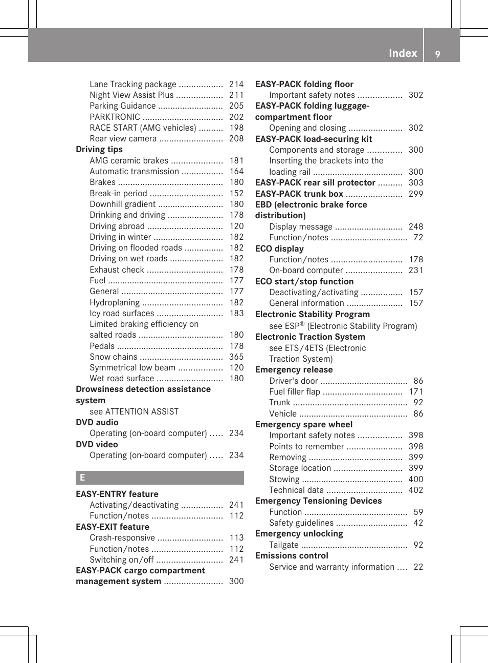 Index | Mercedes-Benz E-Wagon 2013 Owners Manual User Manual | Page 11 / 420