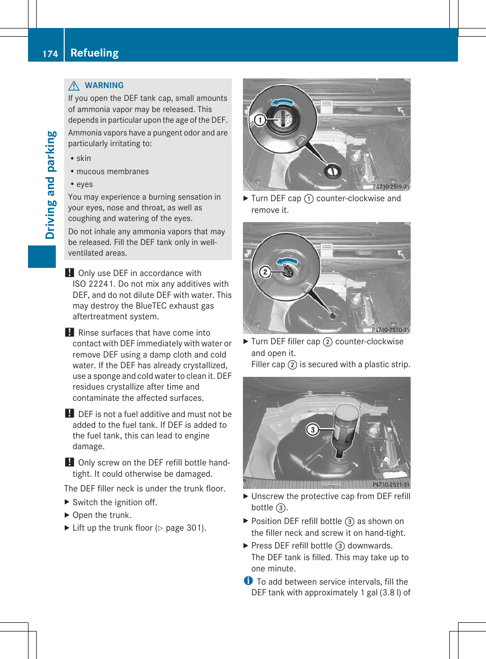 Driving and parking, Refueling | Mercedes-Benz E-Wagon 2013 Owners Manual User Manual | Page 176 / 420