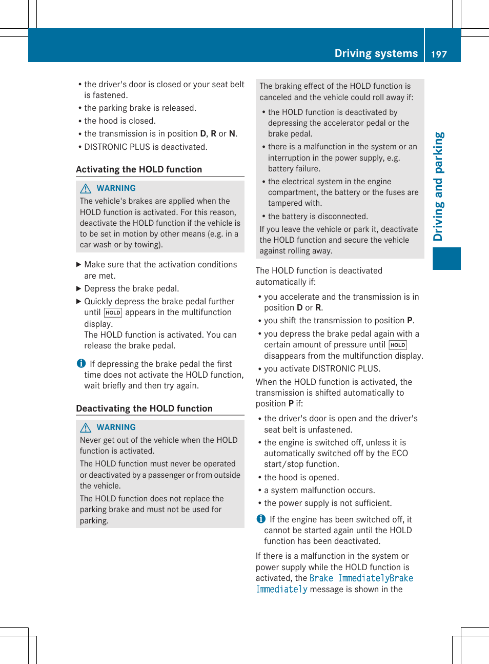 Driving and parking, Driving systems | Mercedes-Benz E-Wagon 2013 Owners Manual User Manual | Page 199 / 420