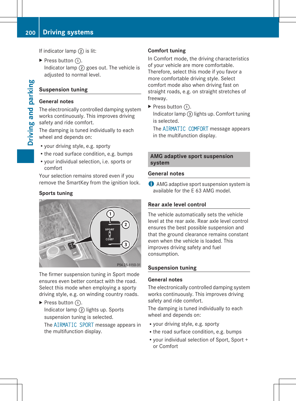 Amg adaptive sport suspension system, Driving and parking, Driving systems | Mercedes-Benz E-Wagon 2013 Owners Manual User Manual | Page 202 / 420