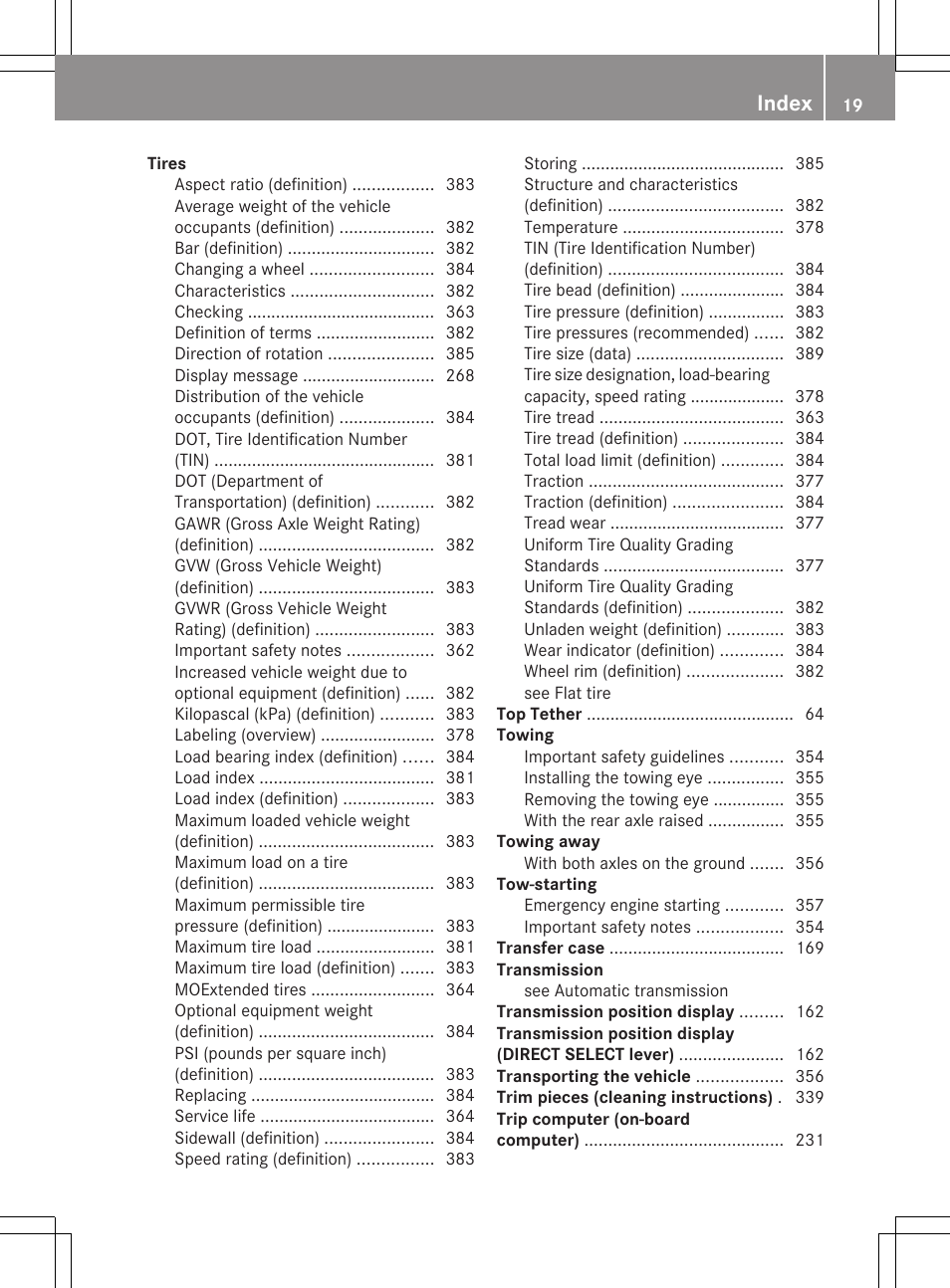 Index | Mercedes-Benz E-Wagon 2013 Owners Manual User Manual | Page 21 / 420