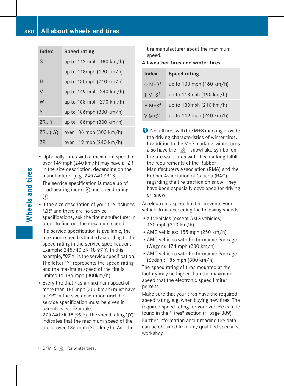 Wheels and tires, All about wheels and tires | Mercedes-Benz E-Wagon 2013 Owners Manual User Manual | Page 382 / 420