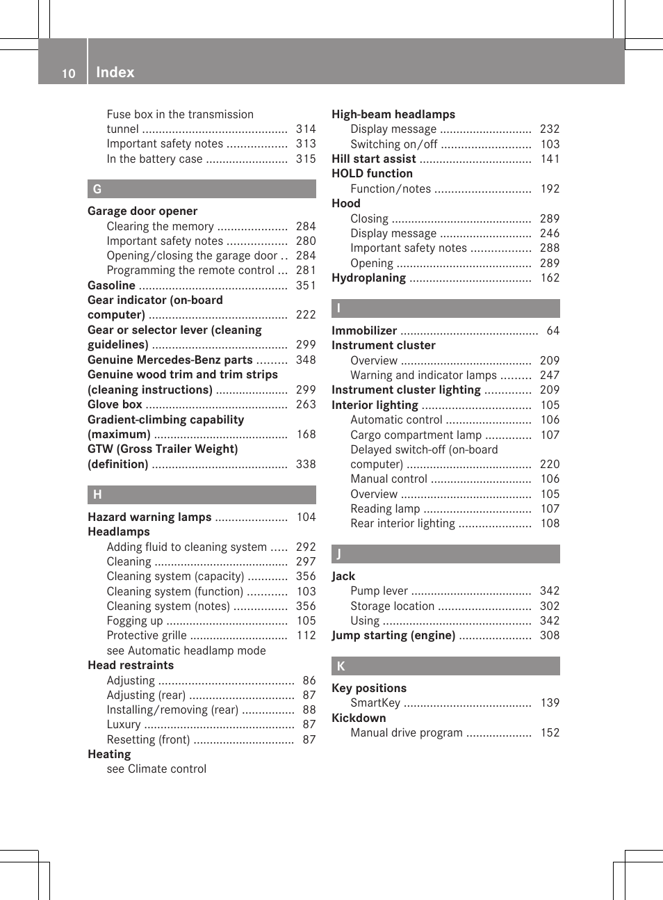 Index | Mercedes-Benz G-Class 2013 Owners Manual User Manual | Page 12 / 364