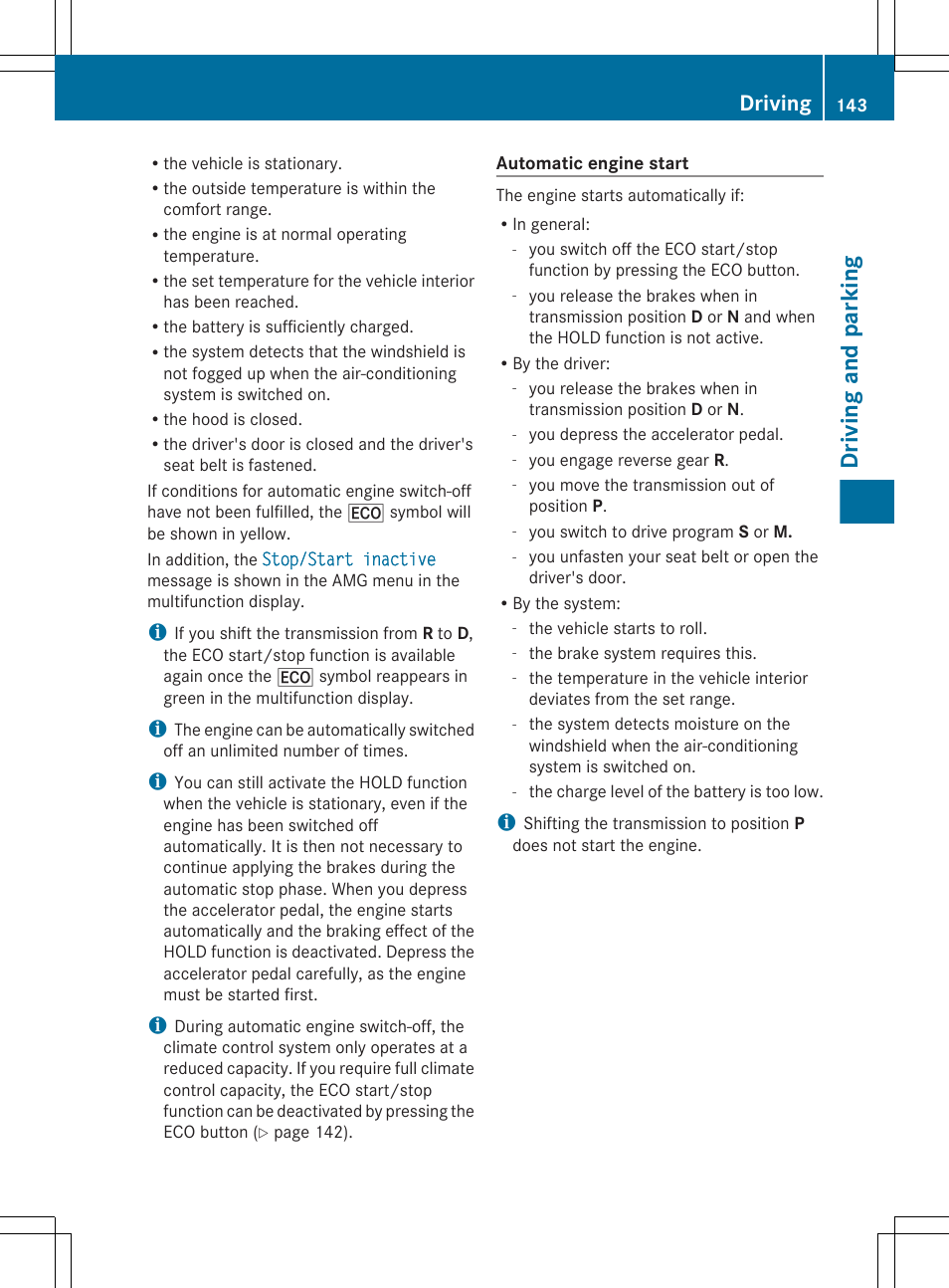 Driving and parking, Driving | Mercedes-Benz G-Class 2013 Owners Manual User Manual | Page 145 / 364