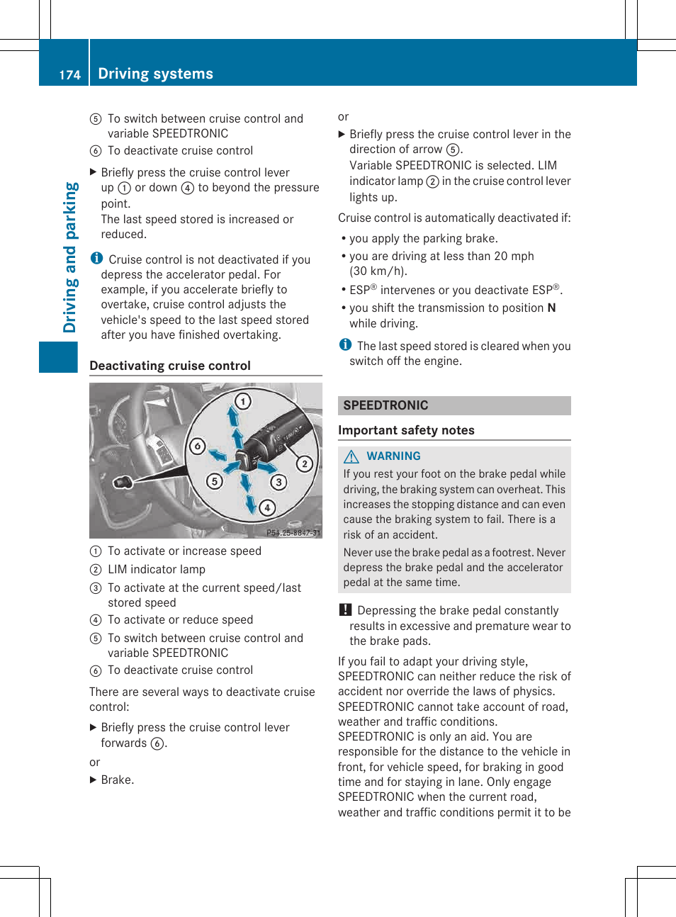 Speedtronic, Driving and parking, Driving systems | Mercedes-Benz G-Class 2013 Owners Manual User Manual | Page 176 / 364