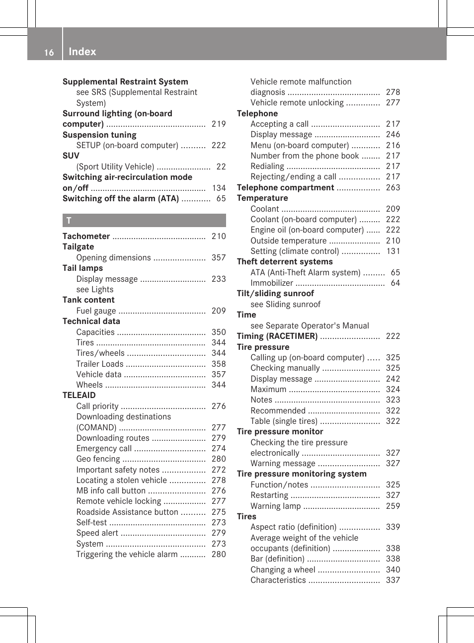 Index | Mercedes-Benz G-Class 2013 Owners Manual User Manual | Page 18 / 364