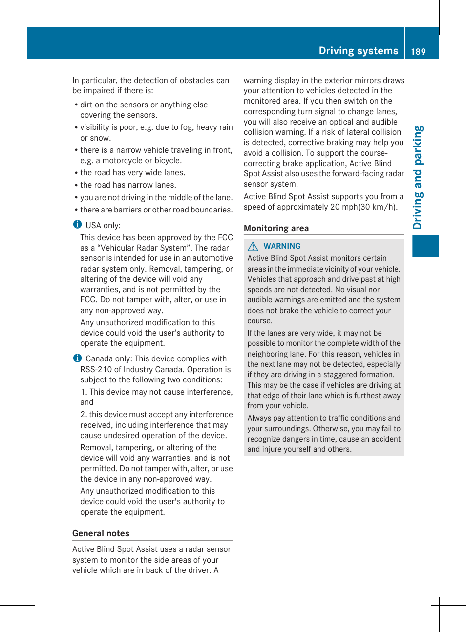 Driving and parking, Driving systems | Mercedes-Benz G-Class 2013 Owners Manual User Manual | Page 191 / 364