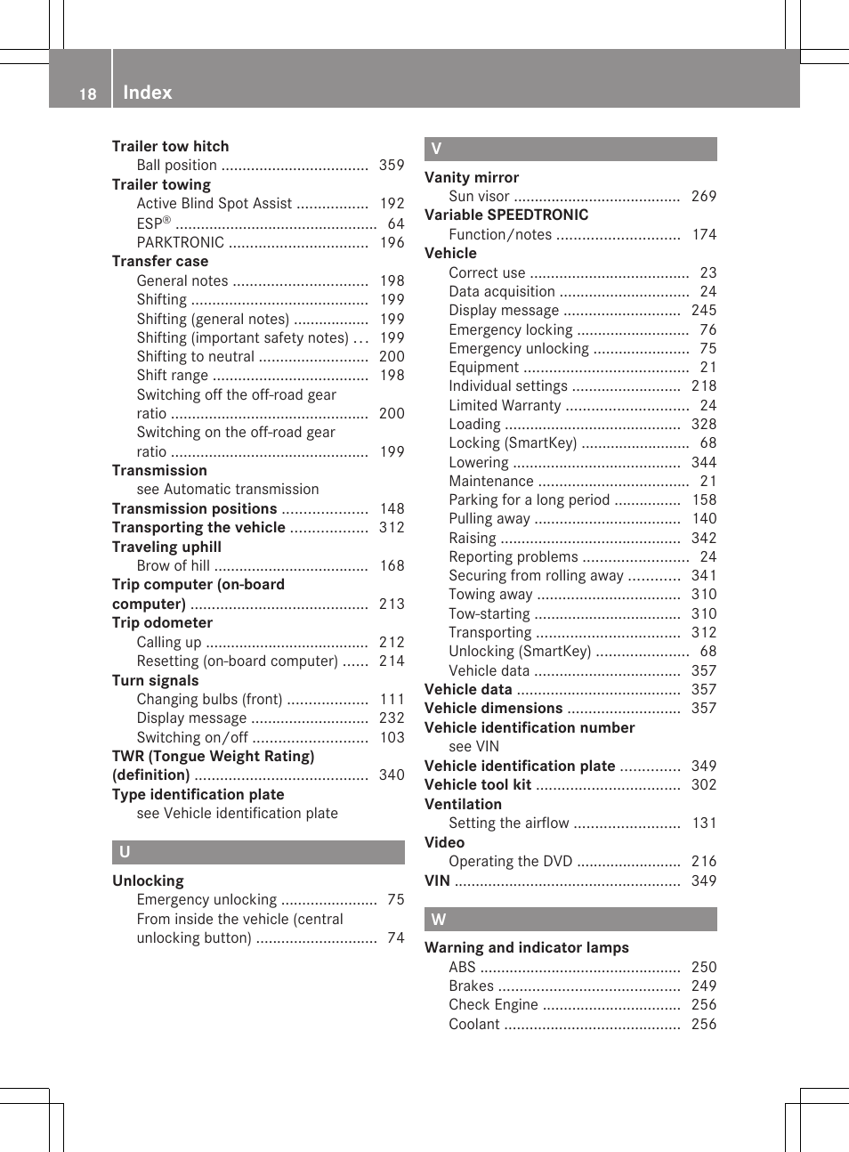 Index | Mercedes-Benz G-Class 2013 Owners Manual User Manual | Page 20 / 364