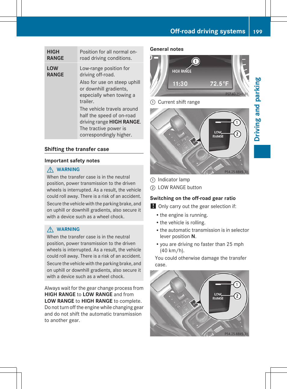 Driving and parking, Off-road driving systems | Mercedes-Benz G-Class 2013 Owners Manual User Manual | Page 201 / 364