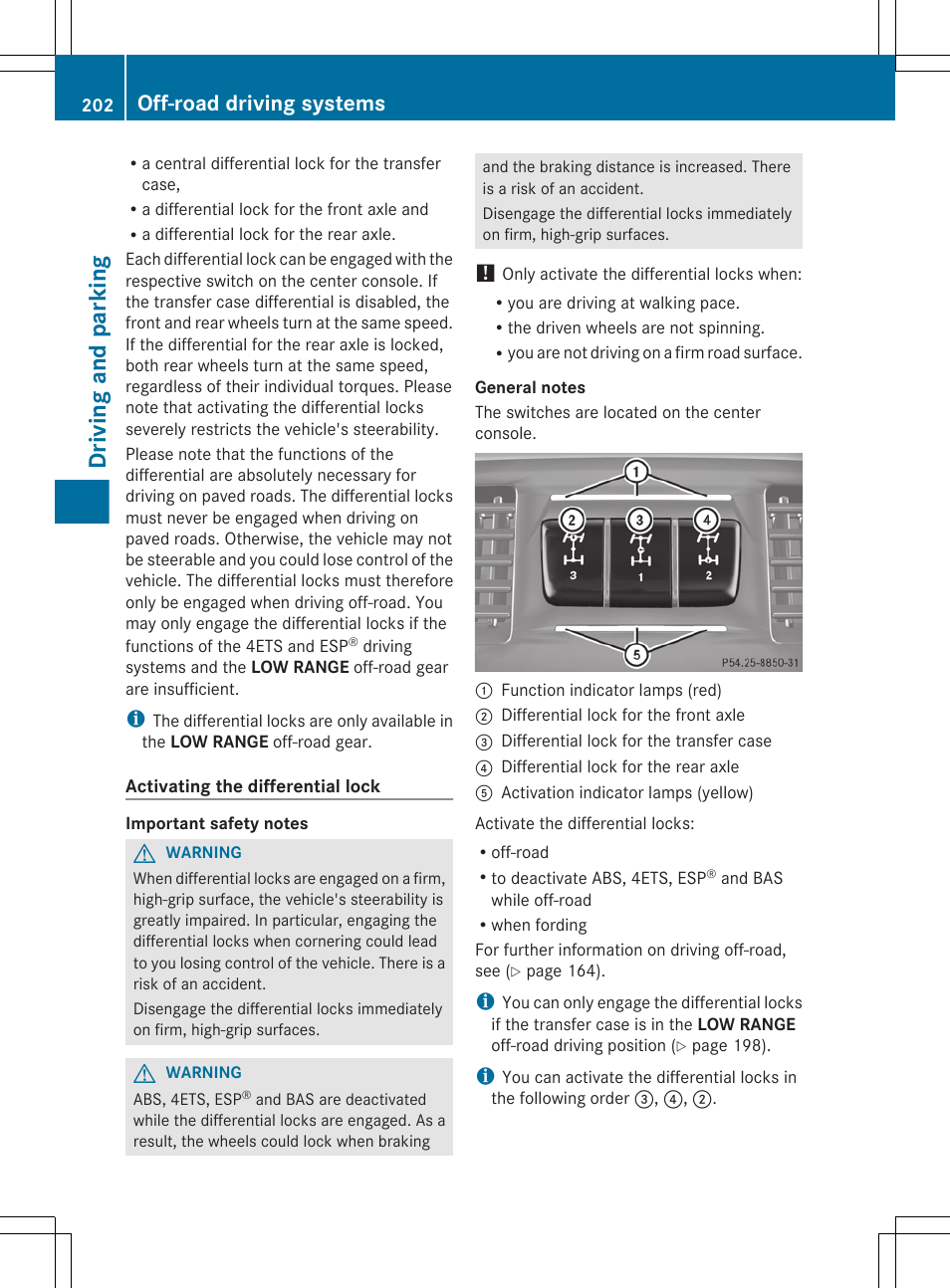 Driving and parking, Off-road driving systems | Mercedes-Benz G-Class 2013 Owners Manual User Manual | Page 204 / 364