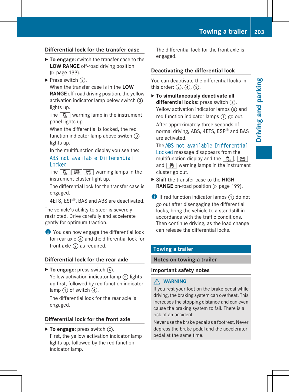 Towing a trailer, Notes on towing a trailer, Driving and parking | Mercedes-Benz G-Class 2013 Owners Manual User Manual | Page 205 / 364