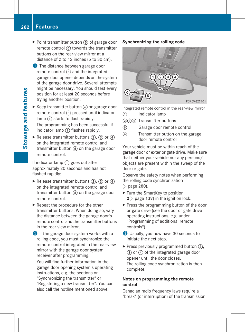 Stowage and features, Features | Mercedes-Benz G-Class 2013 Owners Manual User Manual | Page 284 / 364