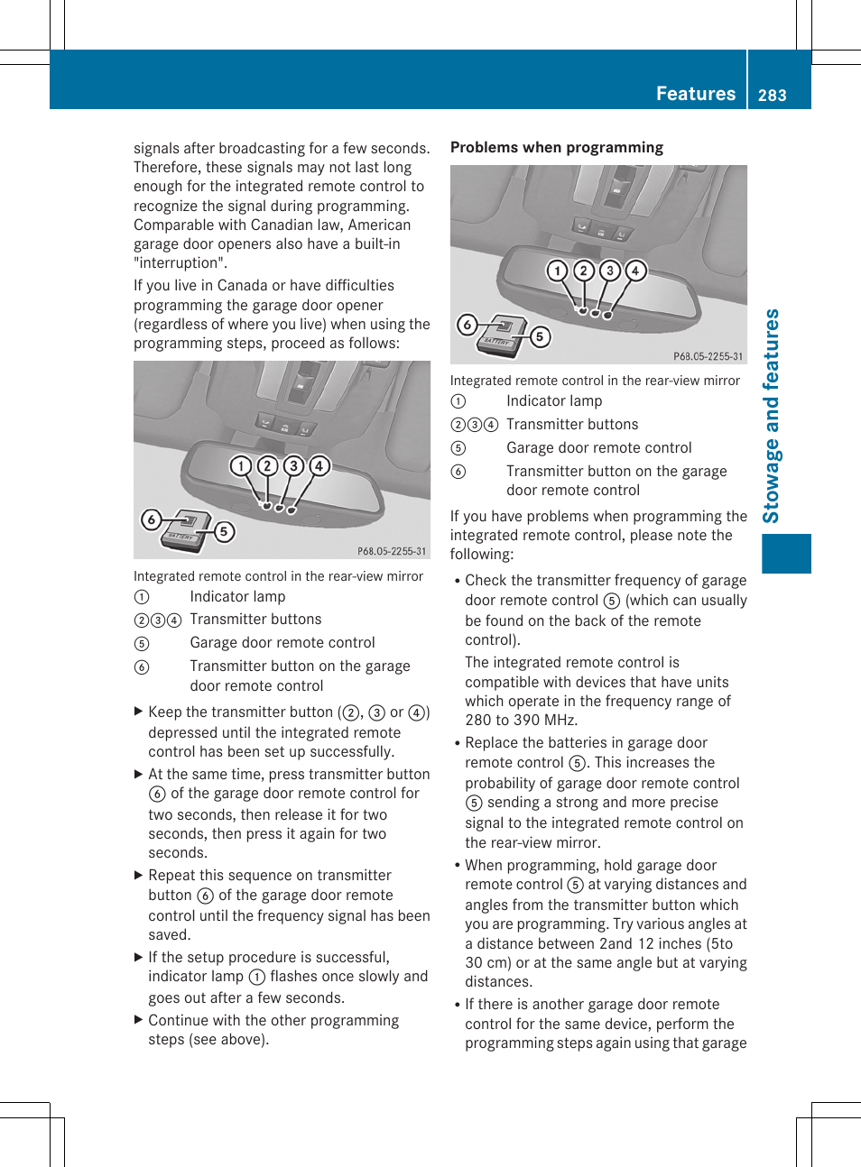 Stowage and features, Features | Mercedes-Benz G-Class 2013 Owners Manual User Manual | Page 285 / 364