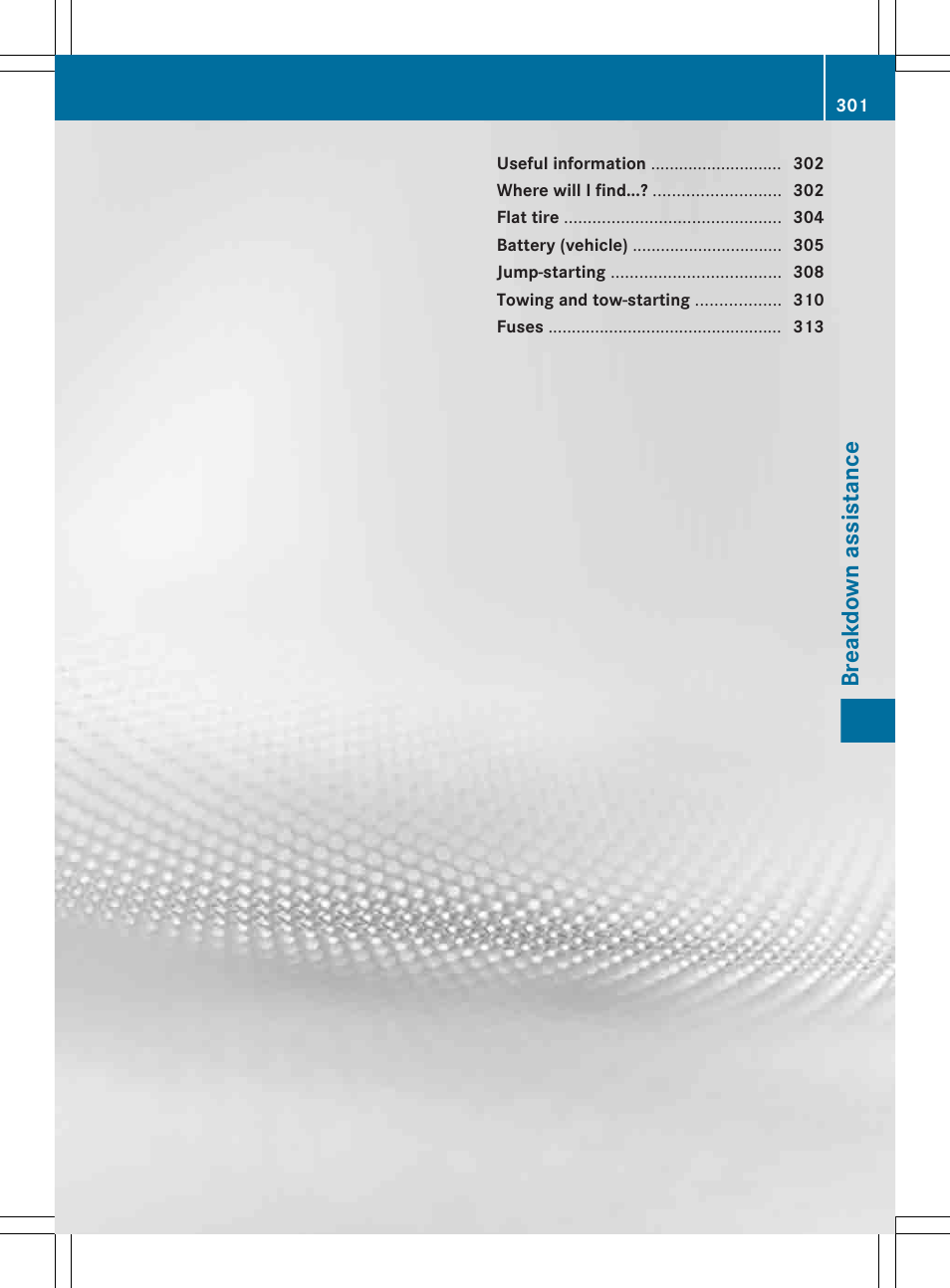 Breakdown assistance | Mercedes-Benz G-Class 2013 Owners Manual User Manual | Page 303 / 364