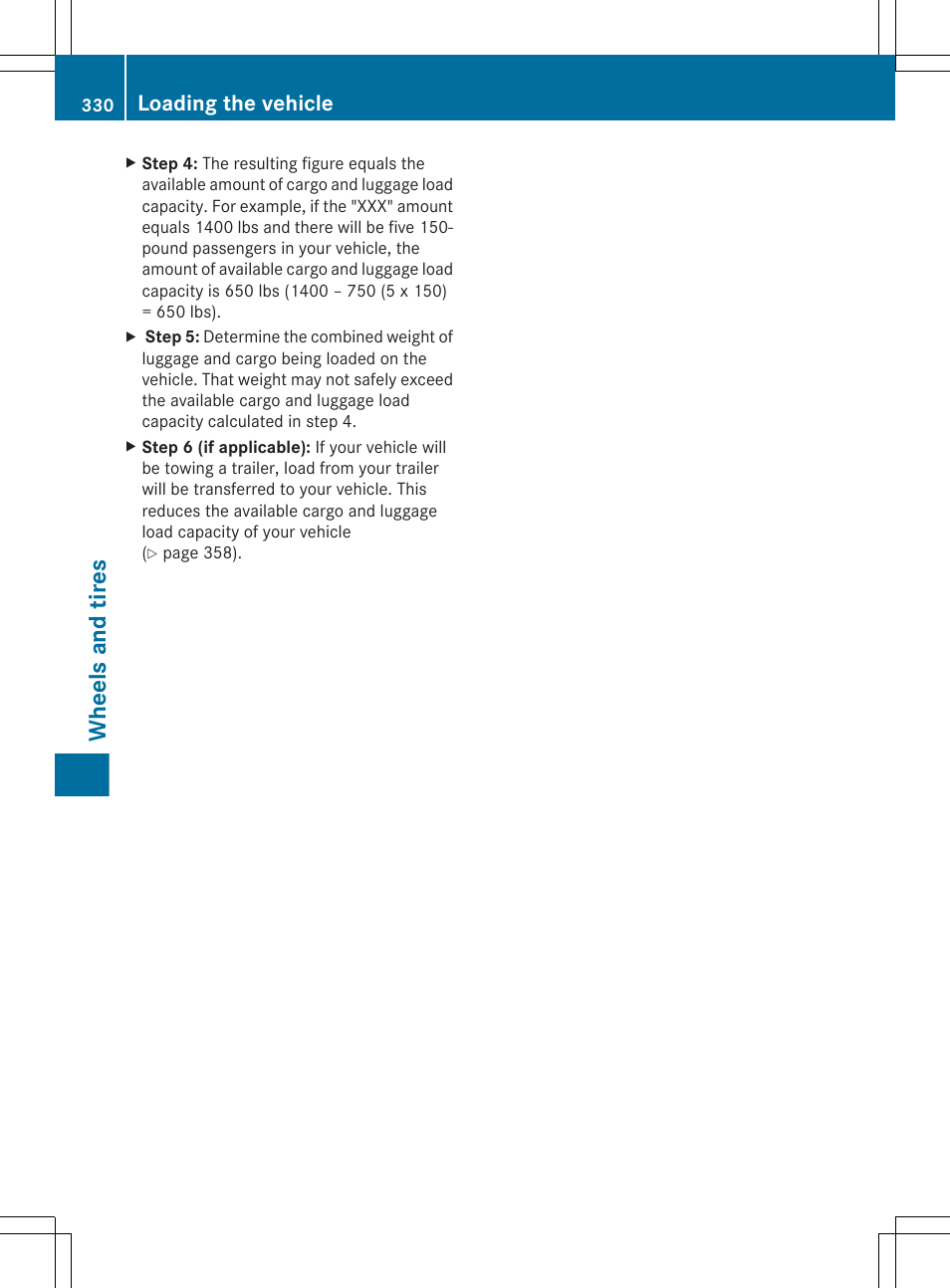 Wheels and tires, Loading the vehicle | Mercedes-Benz G-Class 2013 Owners Manual User Manual | Page 332 / 364
