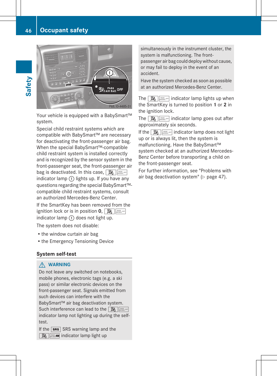 Safety, Occupant safety | Mercedes-Benz G-Class 2013 Owners Manual User Manual | Page 48 / 364