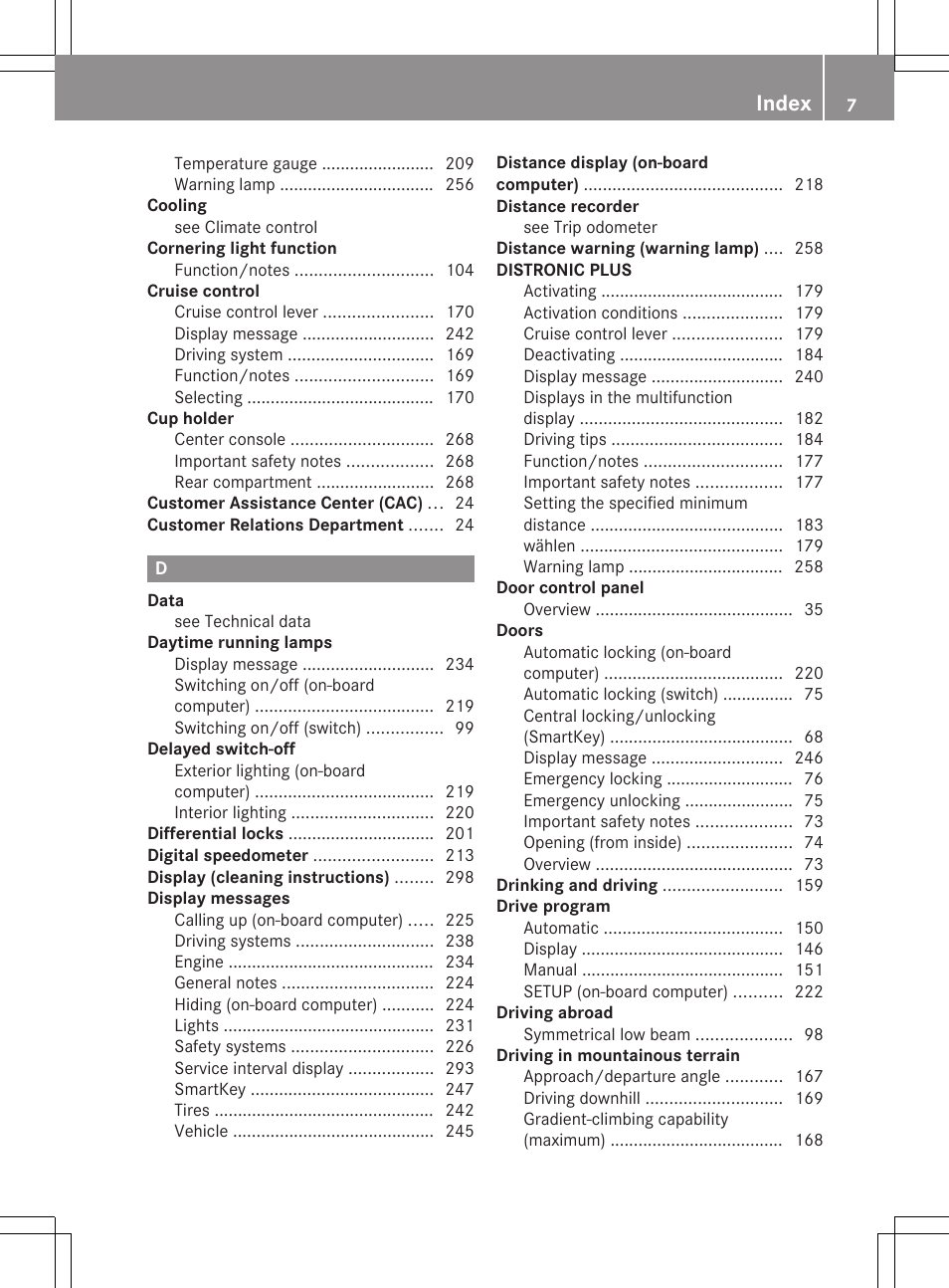 Index | Mercedes-Benz G-Class 2013 Owners Manual User Manual | Page 9 / 364