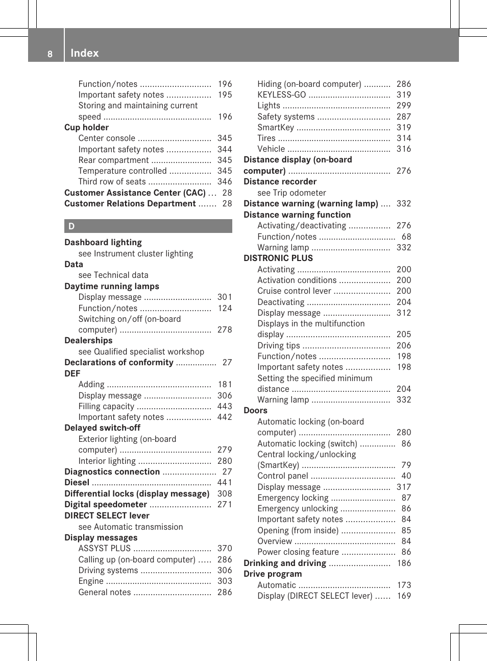 Index | Mercedes-Benz GL-Class 2013 Owners Manual User Manual | Page 10 / 454