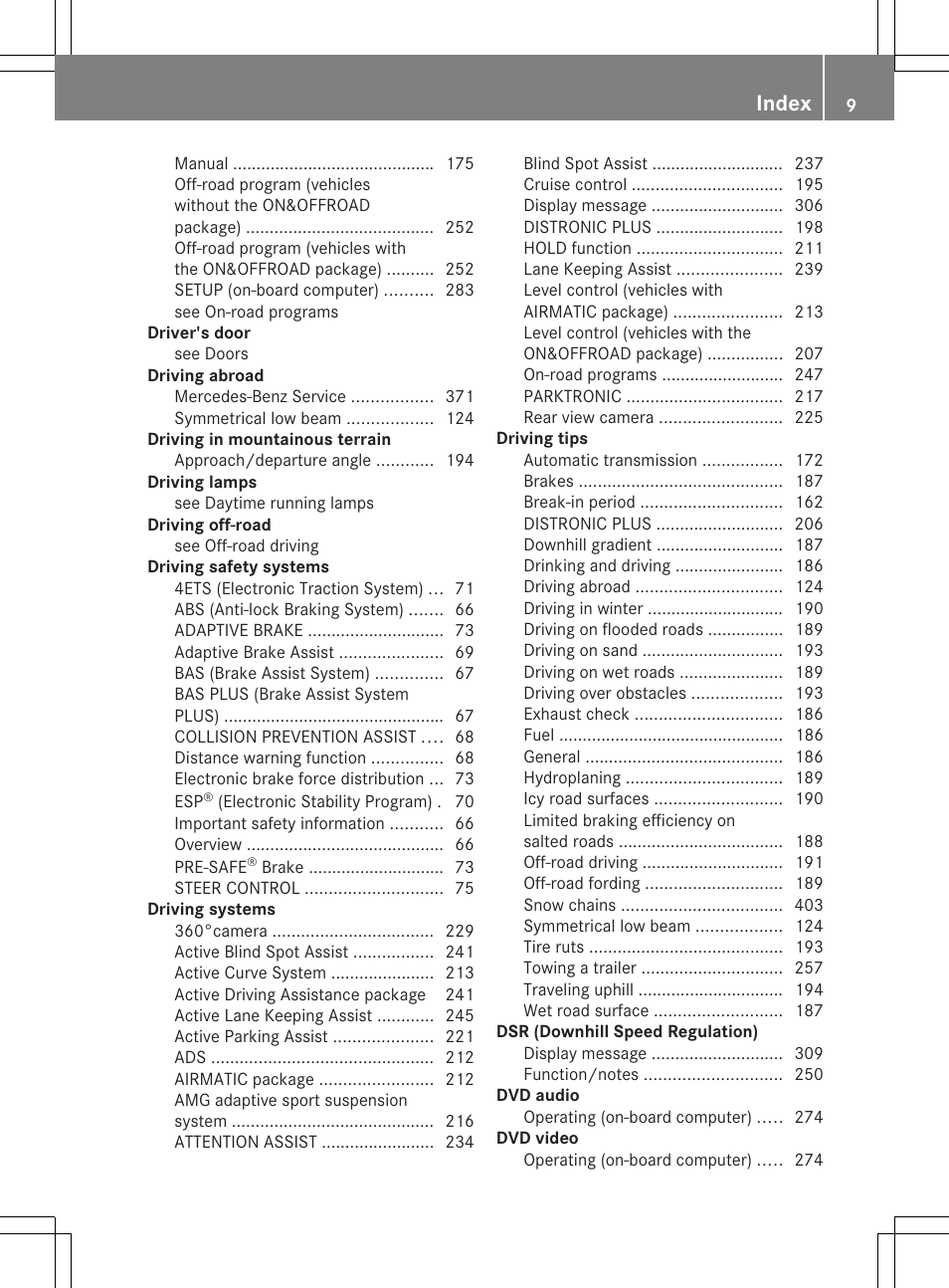 Index | Mercedes-Benz GL-Class 2013 Owners Manual User Manual | Page 11 / 454