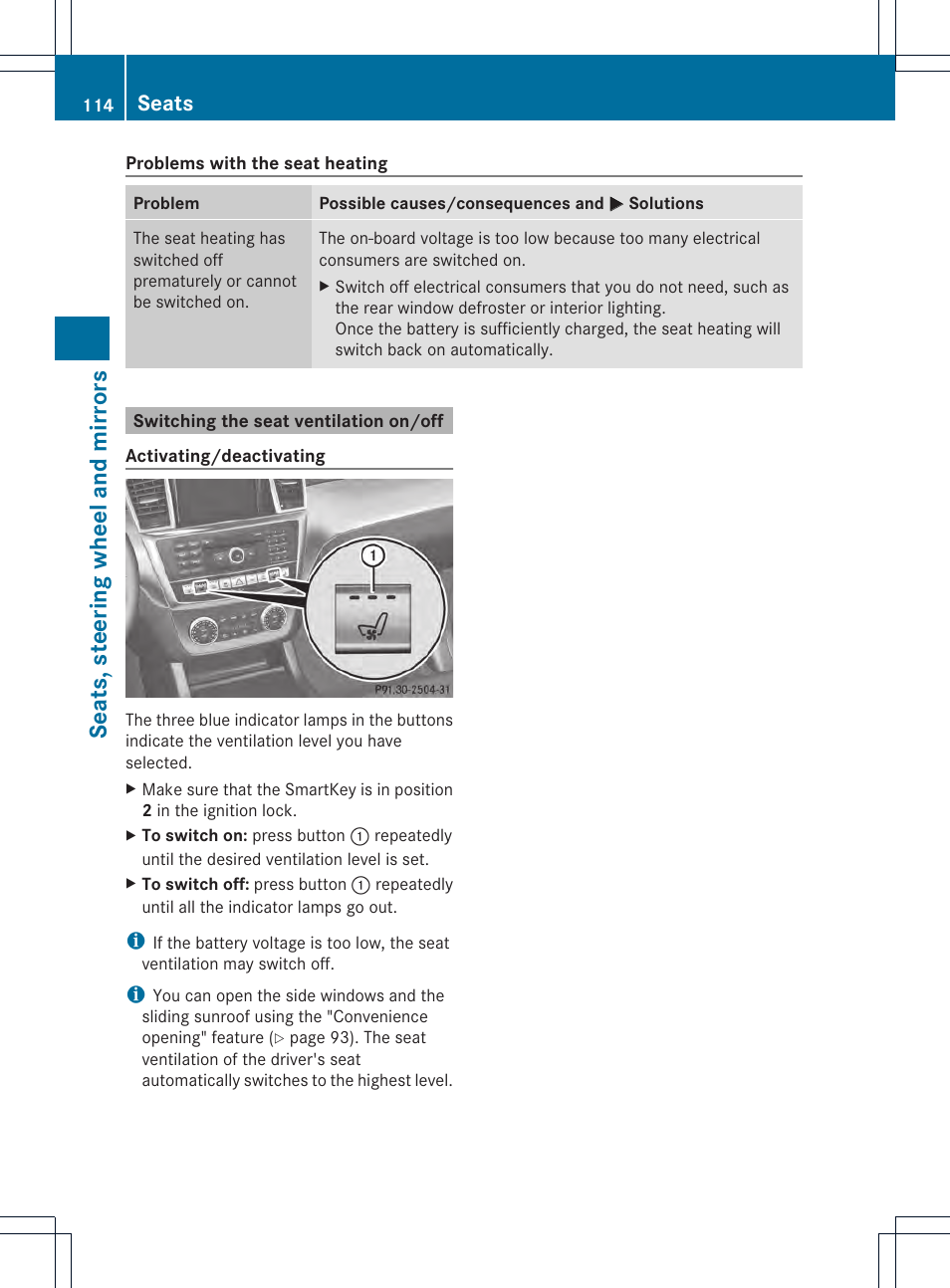 Seats, steering wheel and mirrors, Seats | Mercedes-Benz GL-Class 2013 Owners Manual User Manual | Page 116 / 454
