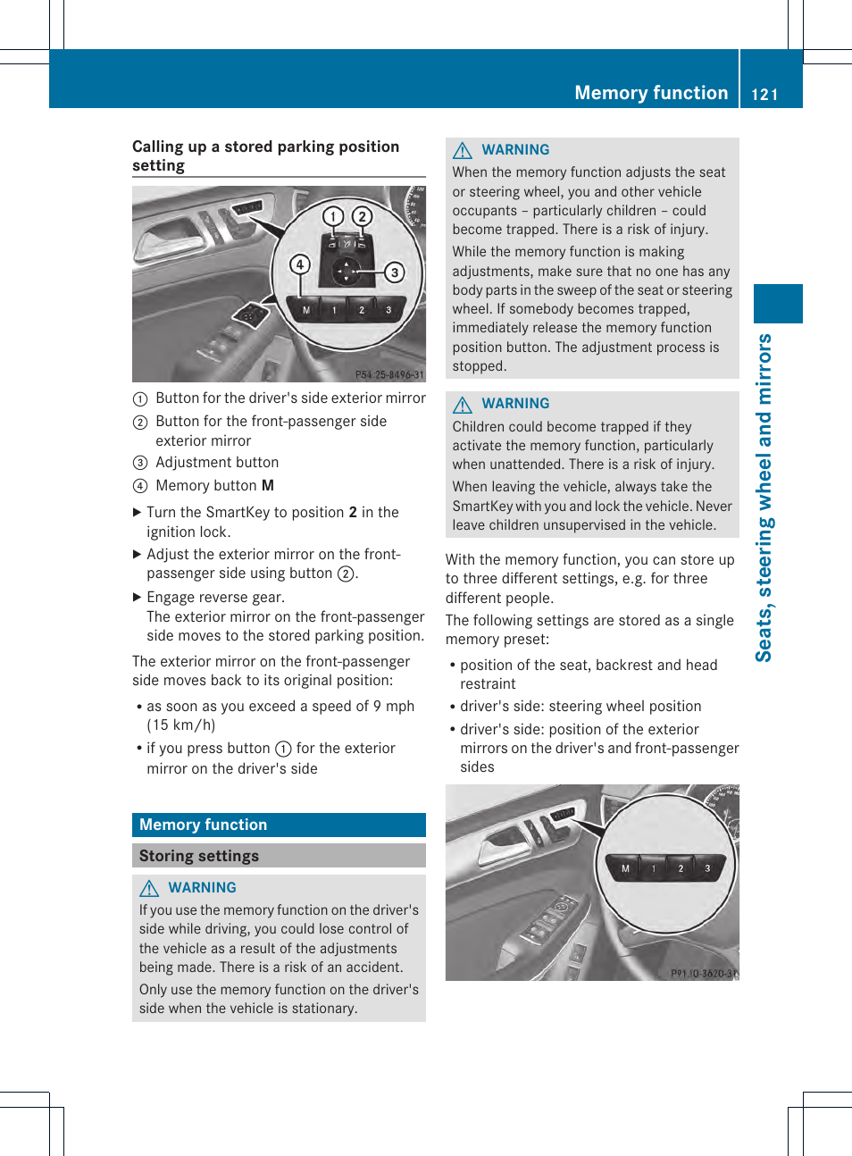 Seats, steering wheel and mirrors | Mercedes-Benz GL-Class 2013 Owners Manual User Manual | Page 123 / 454