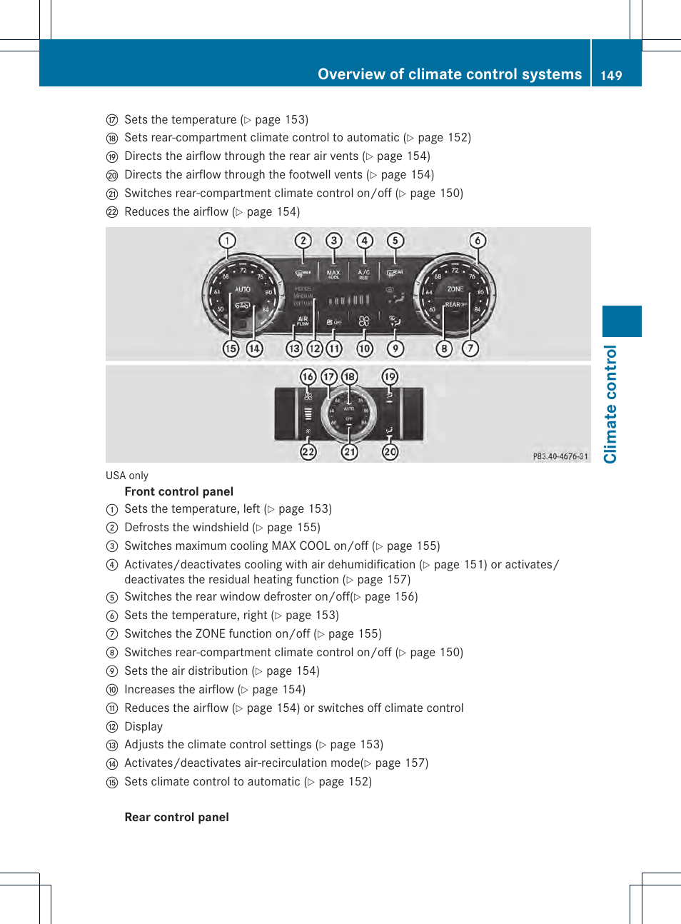 Climat e control, Overview of climate control systems | Mercedes-Benz GL-Class 2013 Owners Manual User Manual | Page 151 / 454