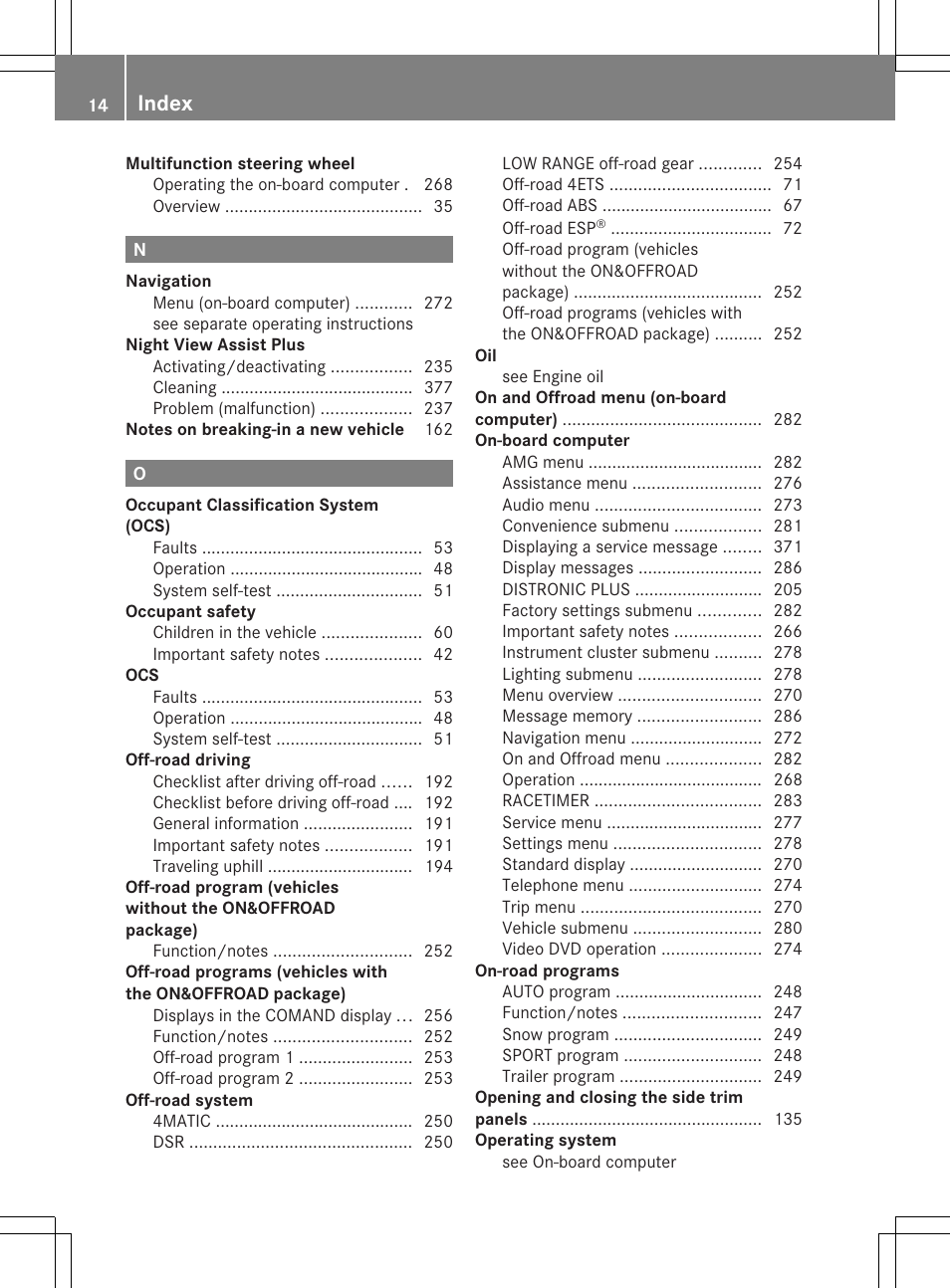 Index | Mercedes-Benz GL-Class 2013 Owners Manual User Manual | Page 16 / 454
