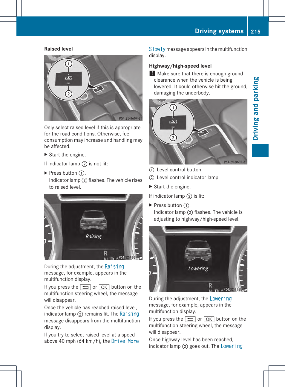Driving and parking, Driving systems | Mercedes-Benz GL-Class 2013 Owners Manual User Manual | Page 217 / 454