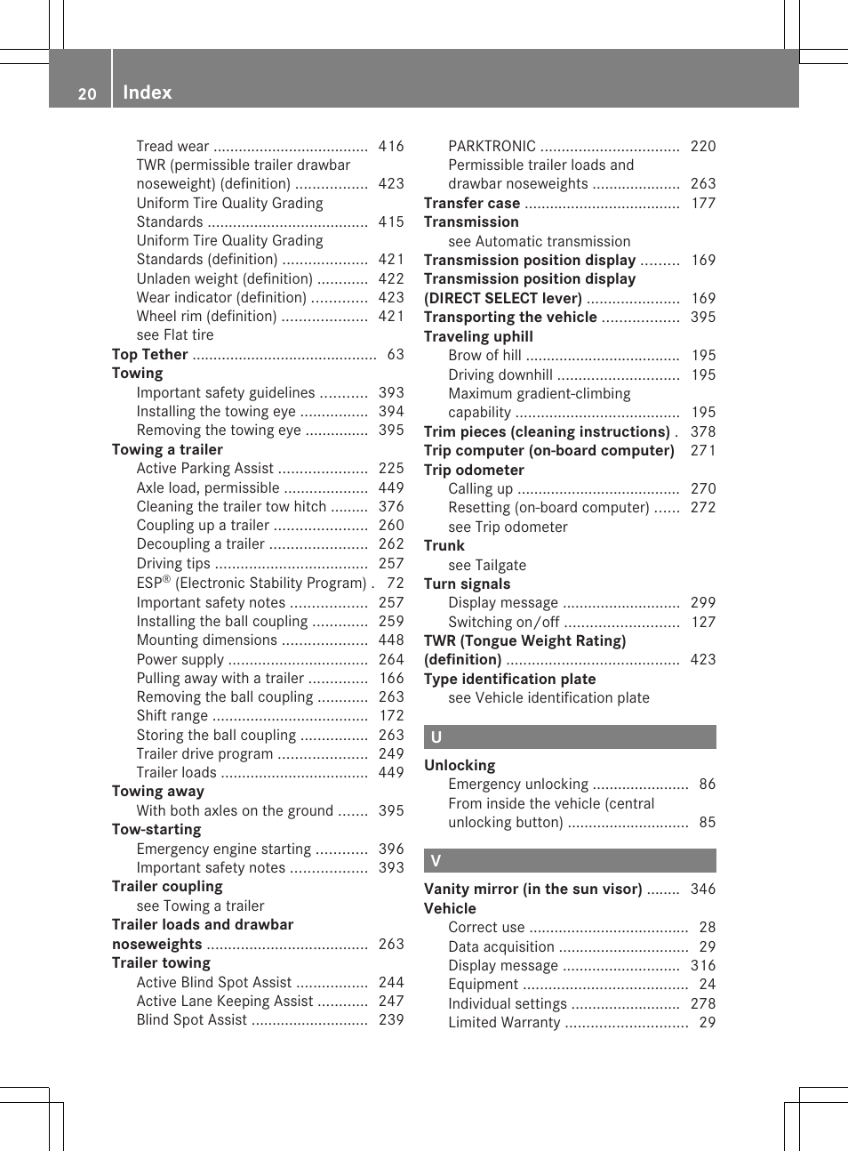 Index | Mercedes-Benz GL-Class 2013 Owners Manual User Manual | Page 22 / 454