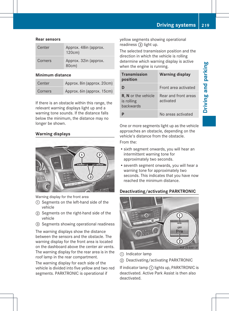 Driving and parking, Driving systems | Mercedes-Benz GL-Class 2013 Owners Manual User Manual | Page 221 / 454