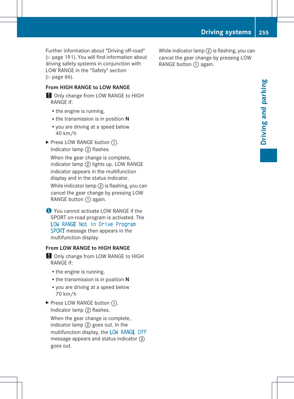 Driving and parking, Driving systems | Mercedes-Benz GL-Class 2013 Owners Manual User Manual | Page 257 / 454
