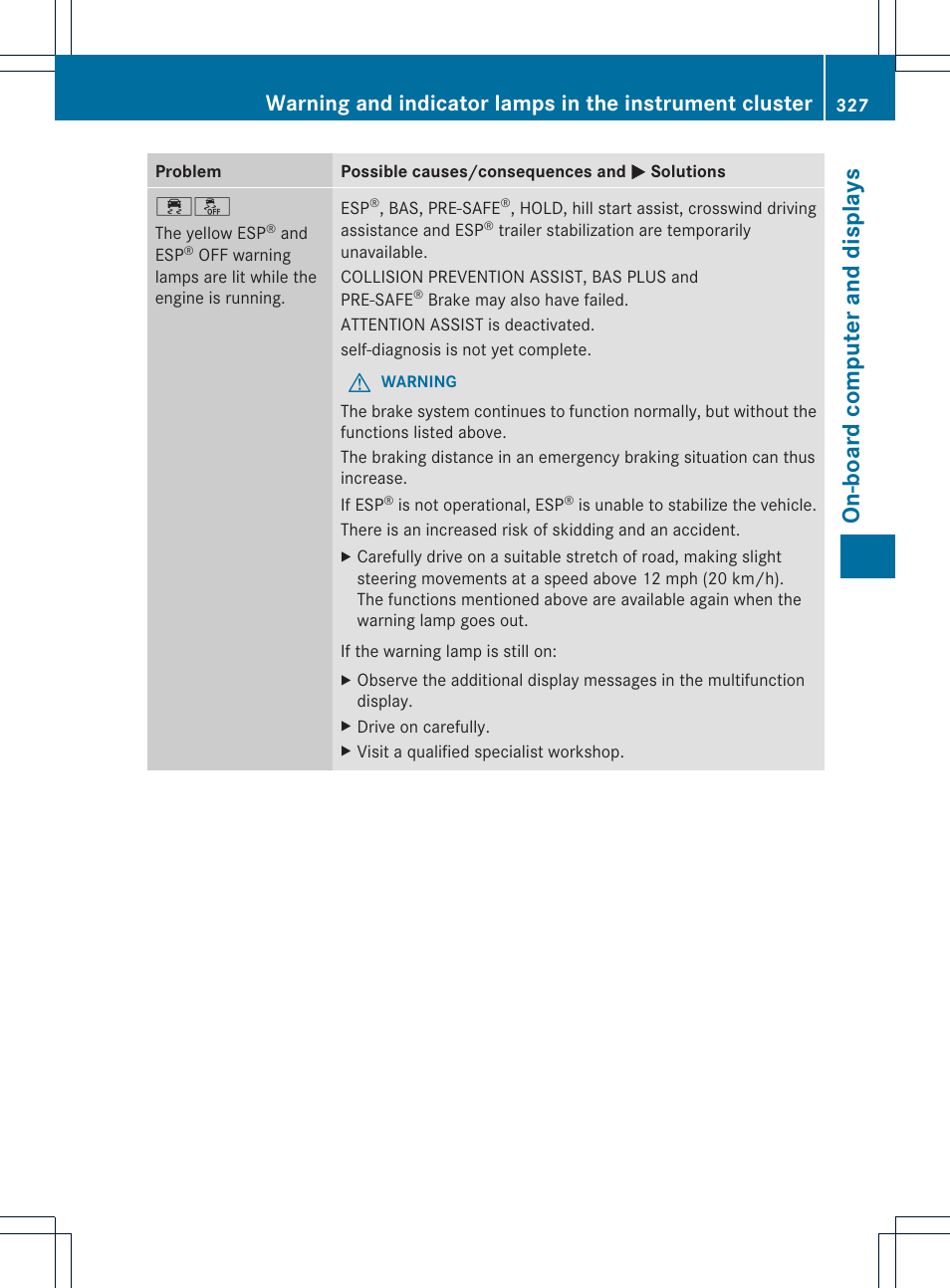 On-board computer and displays | Mercedes-Benz GL-Class 2013 Owners Manual User Manual | Page 329 / 454