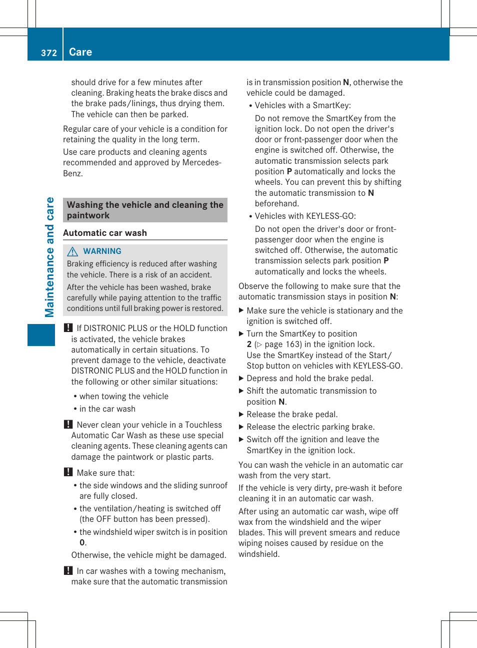 Maintenance and care, Care | Mercedes-Benz GL-Class 2013 Owners Manual User Manual | Page 374 / 454