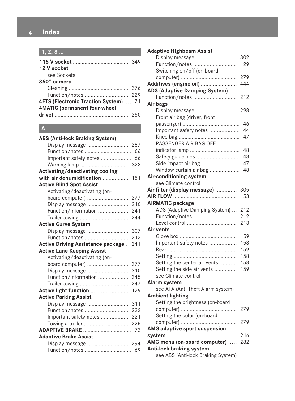 Index | Mercedes-Benz GL-Class 2013 Owners Manual User Manual | Page 6 / 454