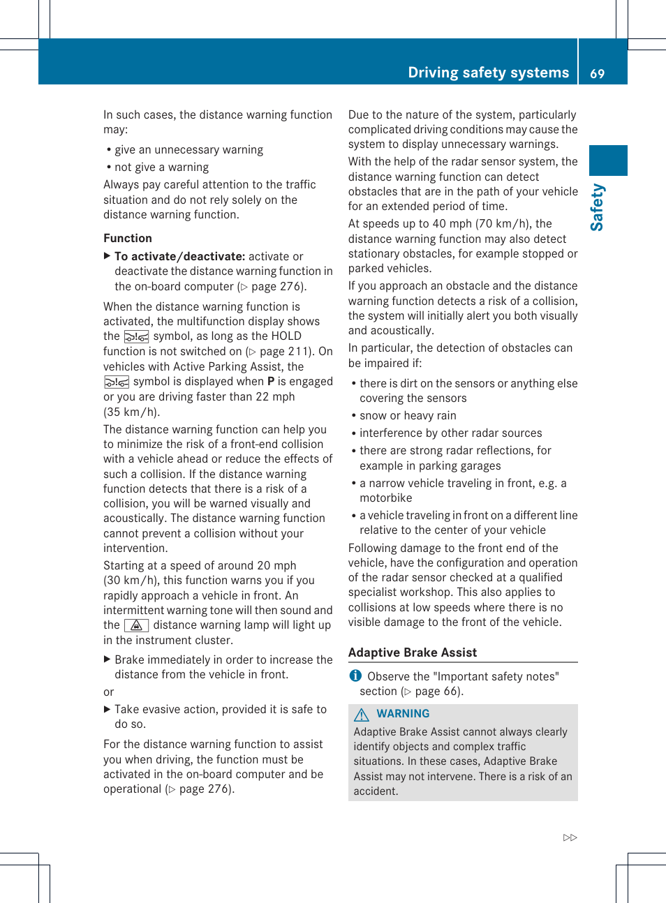 Safety, Driving safety systems | Mercedes-Benz GL-Class 2013 Owners Manual User Manual | Page 71 / 454
