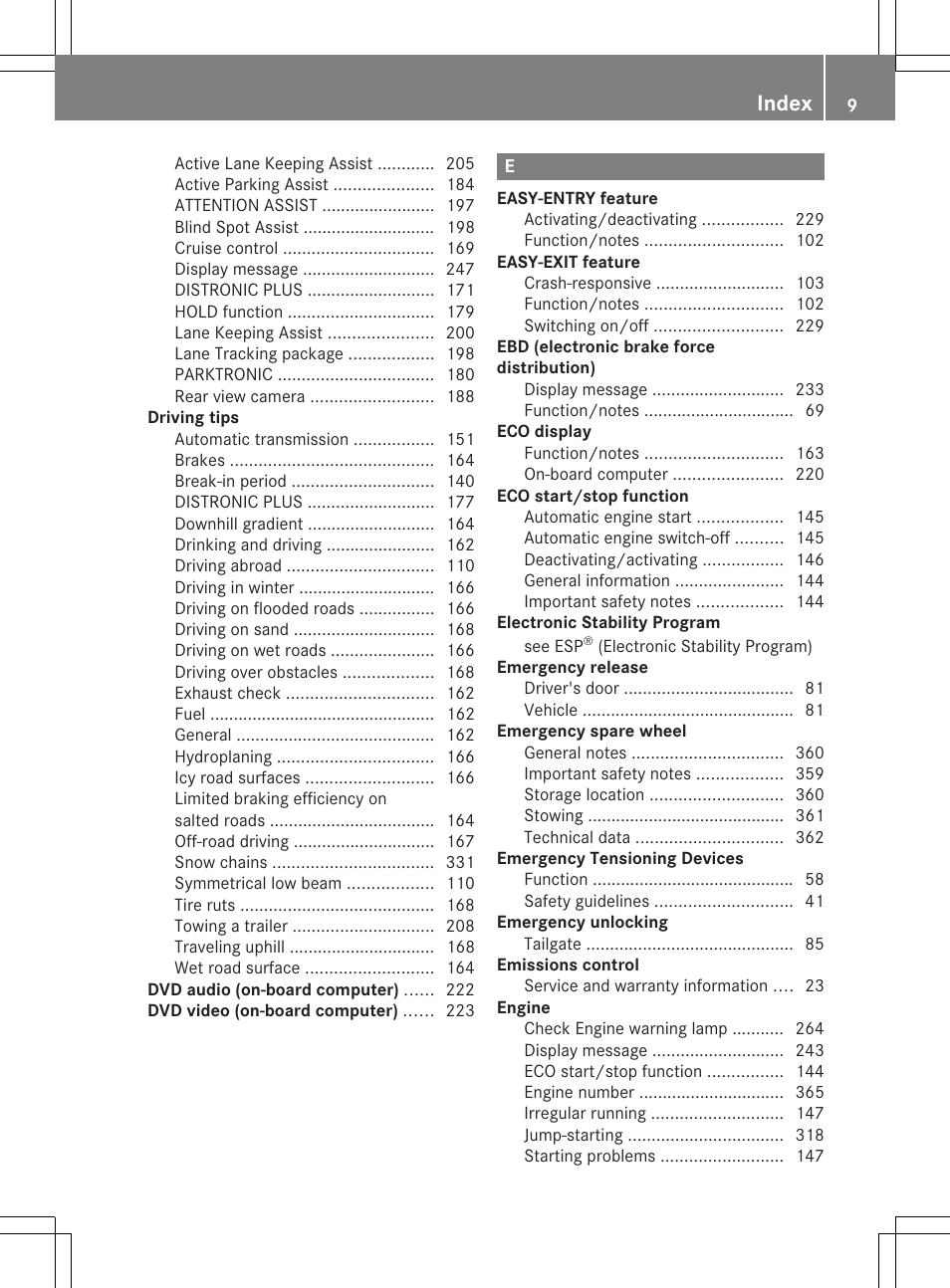 Index | Mercedes-Benz GLK-Class 2013 Owners Manual User Manual | Page 11 / 378
