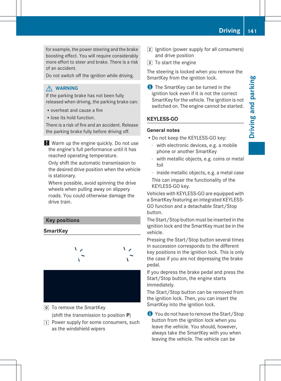 Driving and parking, Driving | Mercedes-Benz GLK-Class 2013 Owners Manual User Manual | Page 143 / 378