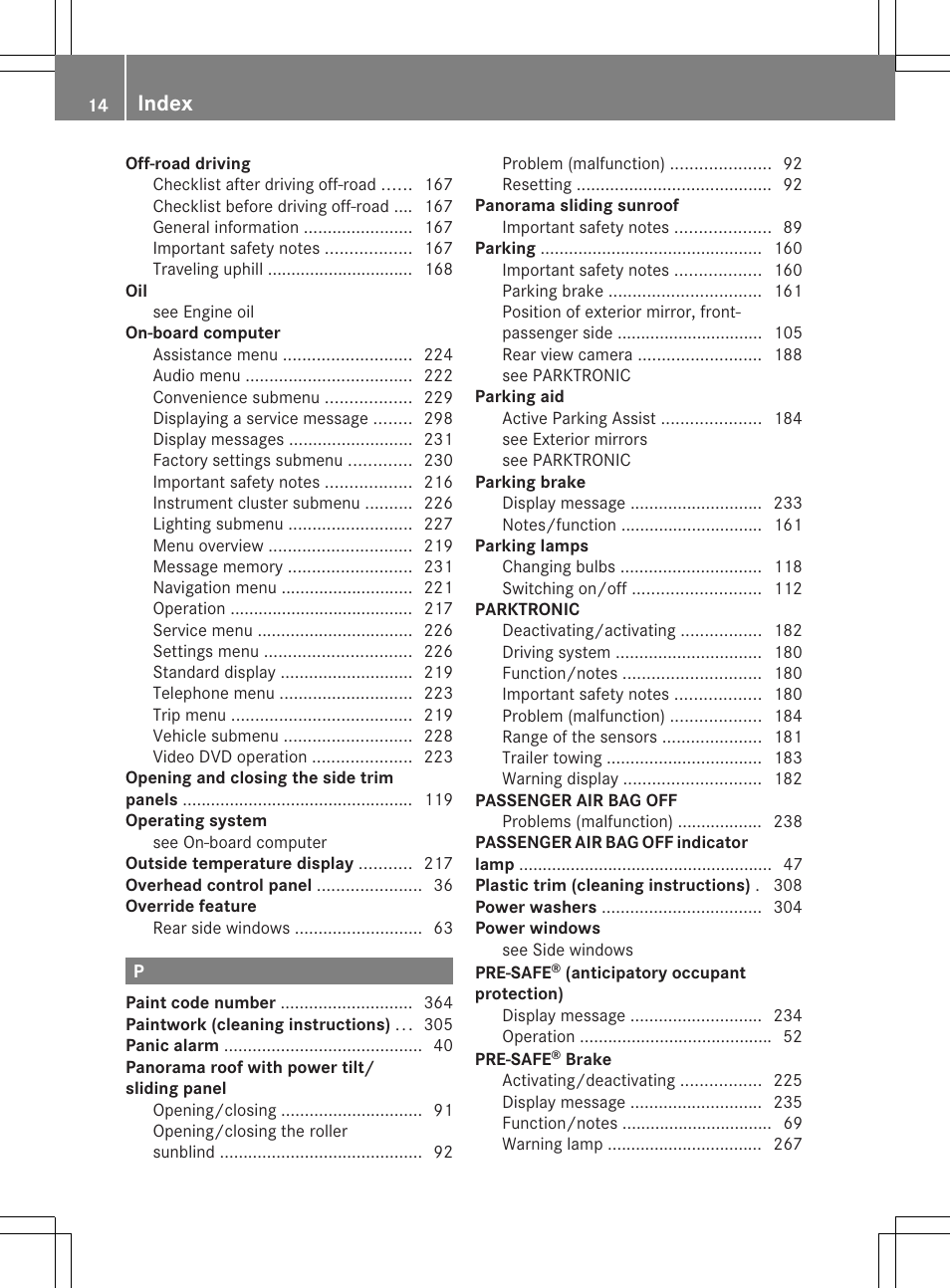 Index | Mercedes-Benz GLK-Class 2013 Owners Manual User Manual | Page 16 / 378