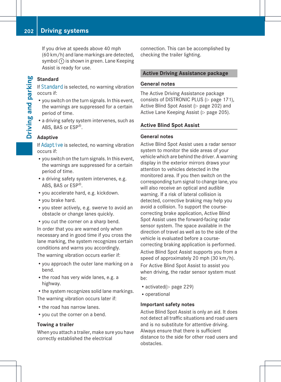 Driving and parking, Driving systems | Mercedes-Benz GLK-Class 2013 Owners Manual User Manual | Page 204 / 378