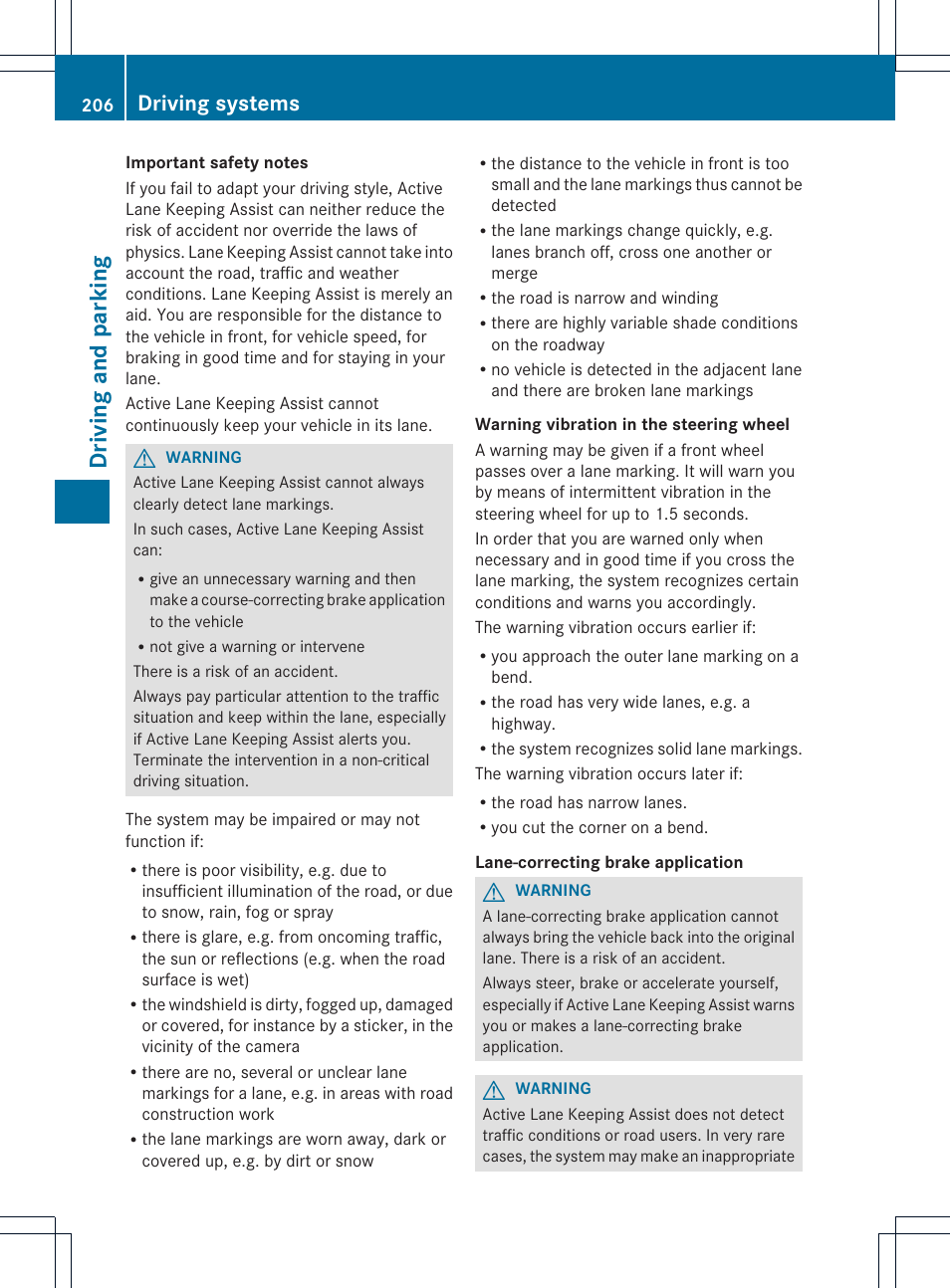 Driving and parking, Driving systems | Mercedes-Benz GLK-Class 2013 Owners Manual User Manual | Page 208 / 378