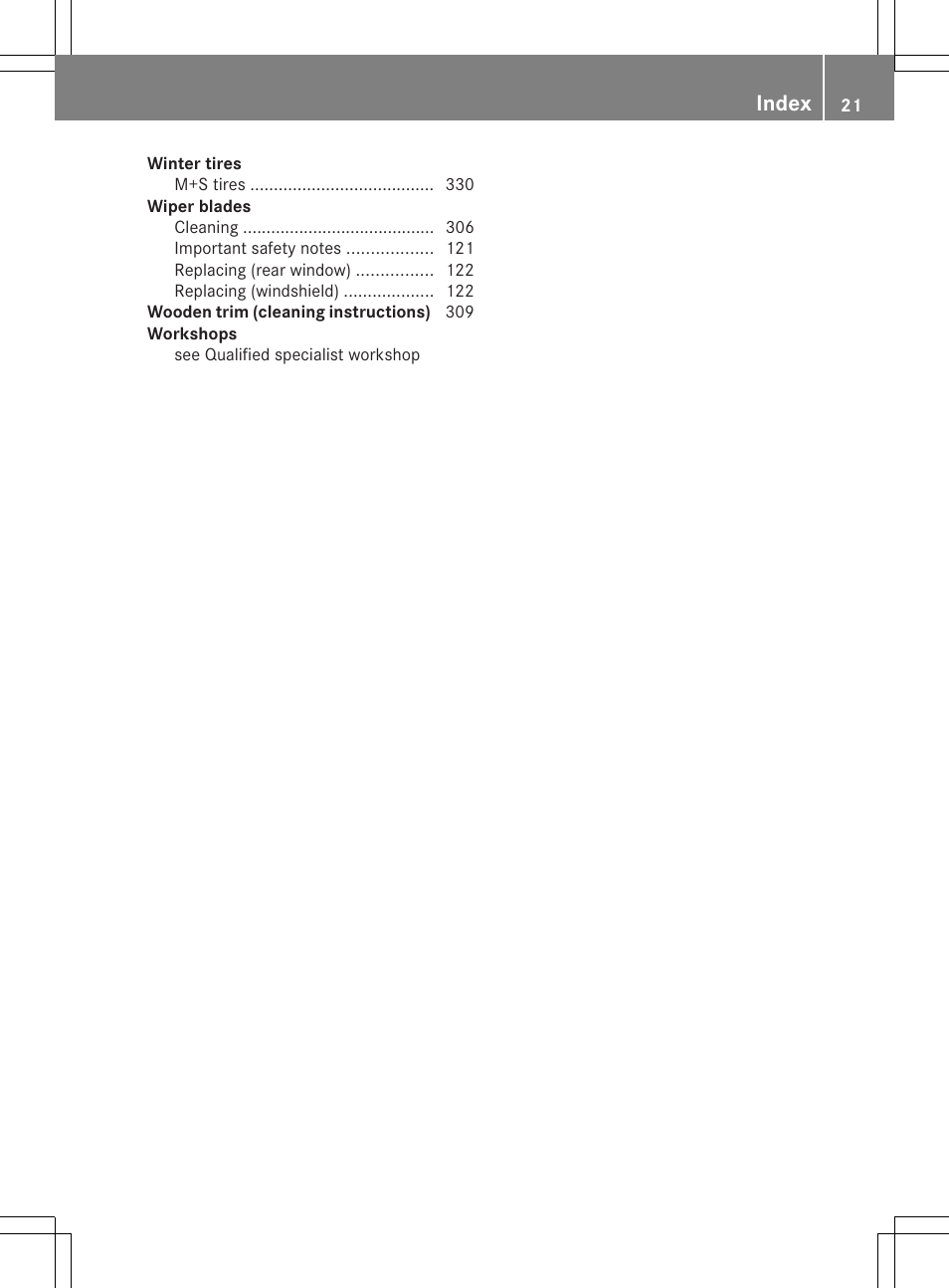 Index | Mercedes-Benz GLK-Class 2013 Owners Manual User Manual | Page 23 / 378