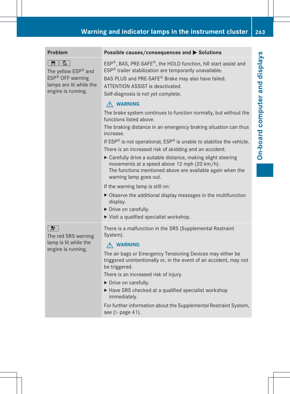 On-board computer and displays | Mercedes-Benz GLK-Class 2013 Owners Manual User Manual | Page 265 / 378