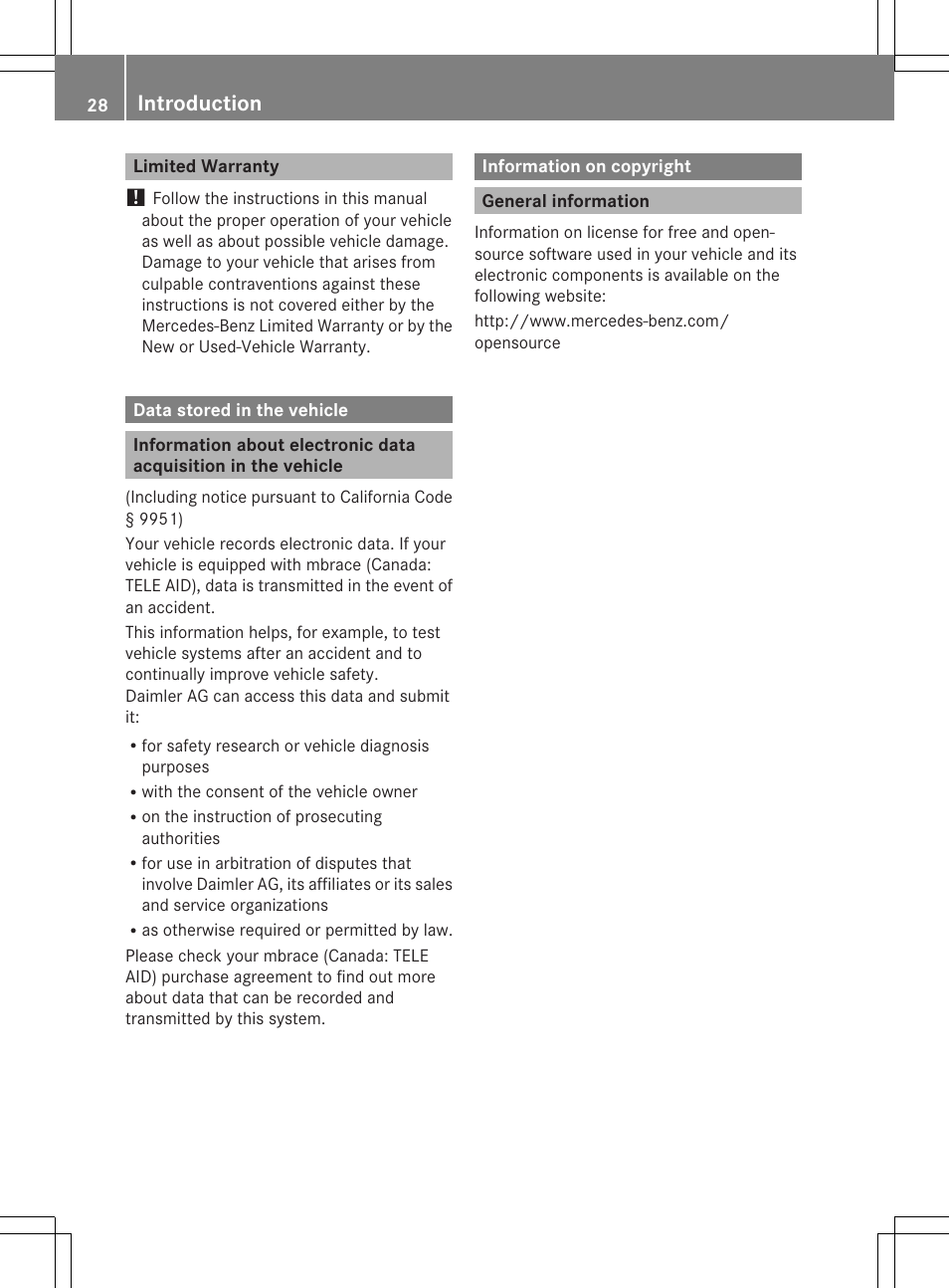 Introduction | Mercedes-Benz GLK-Class 2013 Owners Manual User Manual | Page 30 / 378