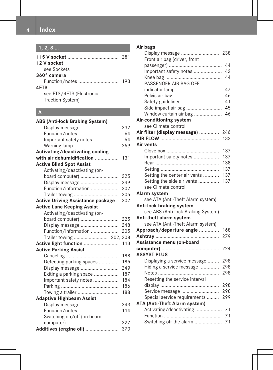 Index | Mercedes-Benz GLK-Class 2013 Owners Manual User Manual | Page 6 / 378