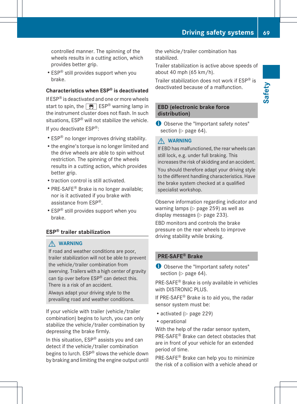 Safety, Driving safety systems | Mercedes-Benz GLK-Class 2013 Owners Manual User Manual | Page 71 / 378