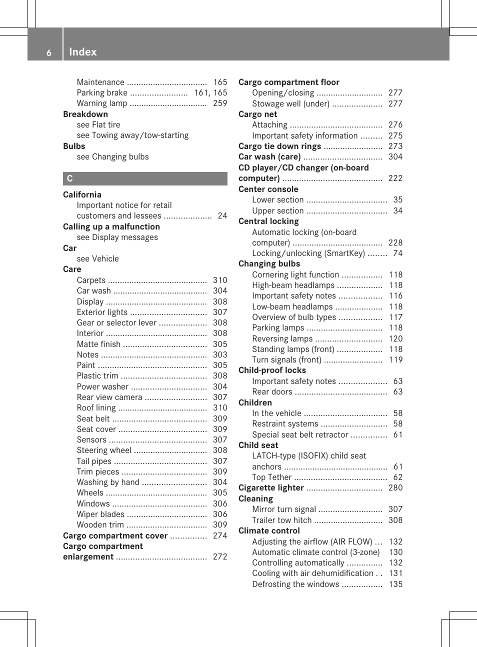Index | Mercedes-Benz GLK-Class 2013 Owners Manual User Manual | Page 8 / 378