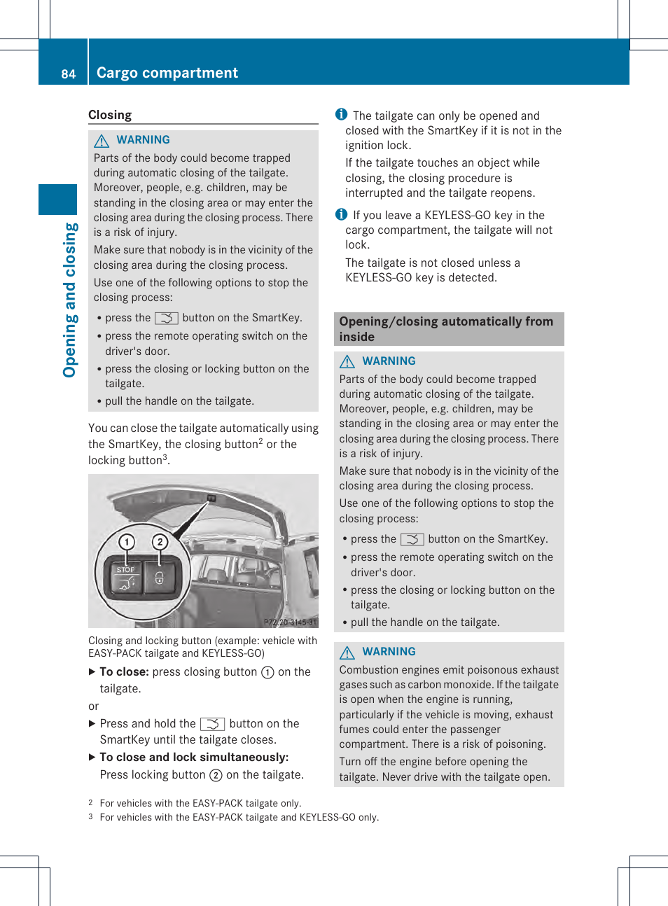 Opening and closing, Cargo compartment | Mercedes-Benz GLK-Class 2013 Owners Manual User Manual | Page 86 / 378